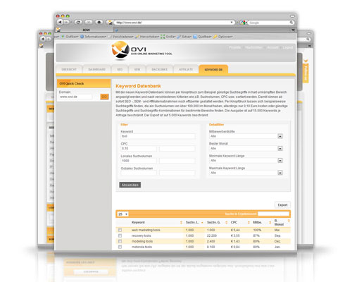 XOVI Keyword-DB Screenshot