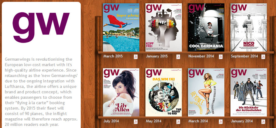 Das GermanWings-Magazin bei Ink-Live.com (Screenshot vom 18.03.2015)