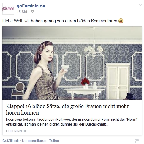 goFeminin auf Facebook (Screenshot vom 15.05.2015)