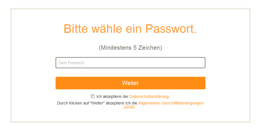 Screenshot Babbel: Passwortvergabe
