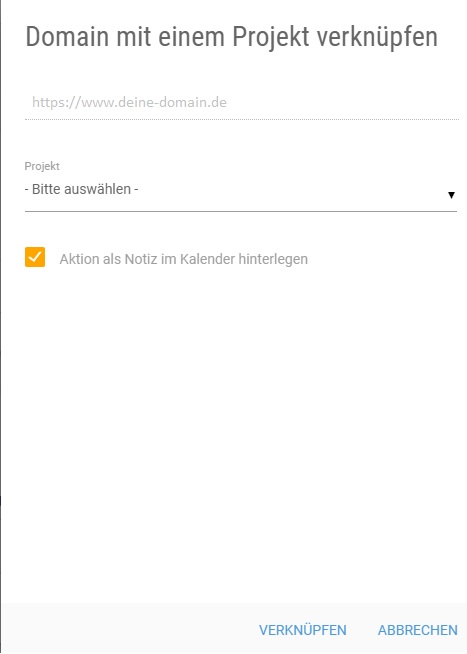 Domain mit einem Projekt verknüpfen