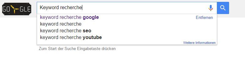 Googlesuche Keyword recherche