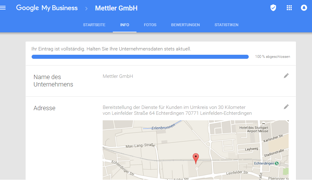 100% bei Google my Business