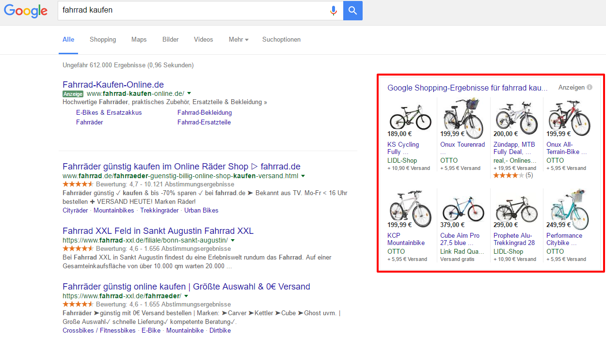 Google Shopping SERP