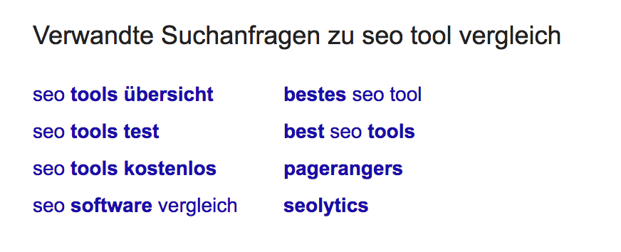 Verwandte Suchanfragen SEO Tool