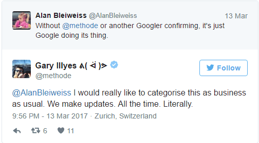 Twitter Gary Illyes Antwort