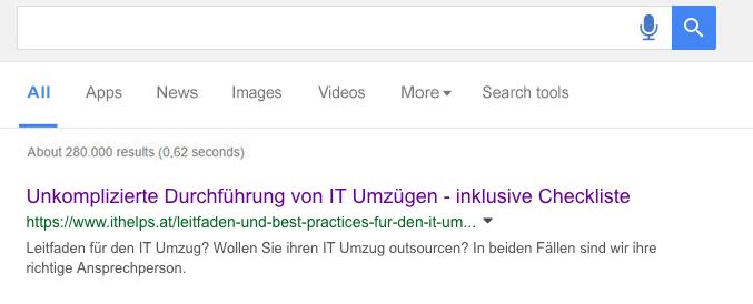 Google SERP. Bessere Anzeige.