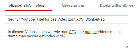 Youtube Titel Beschreibung