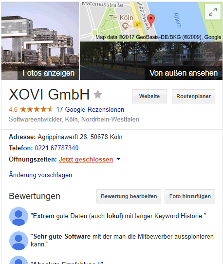 Google Suche XOVI