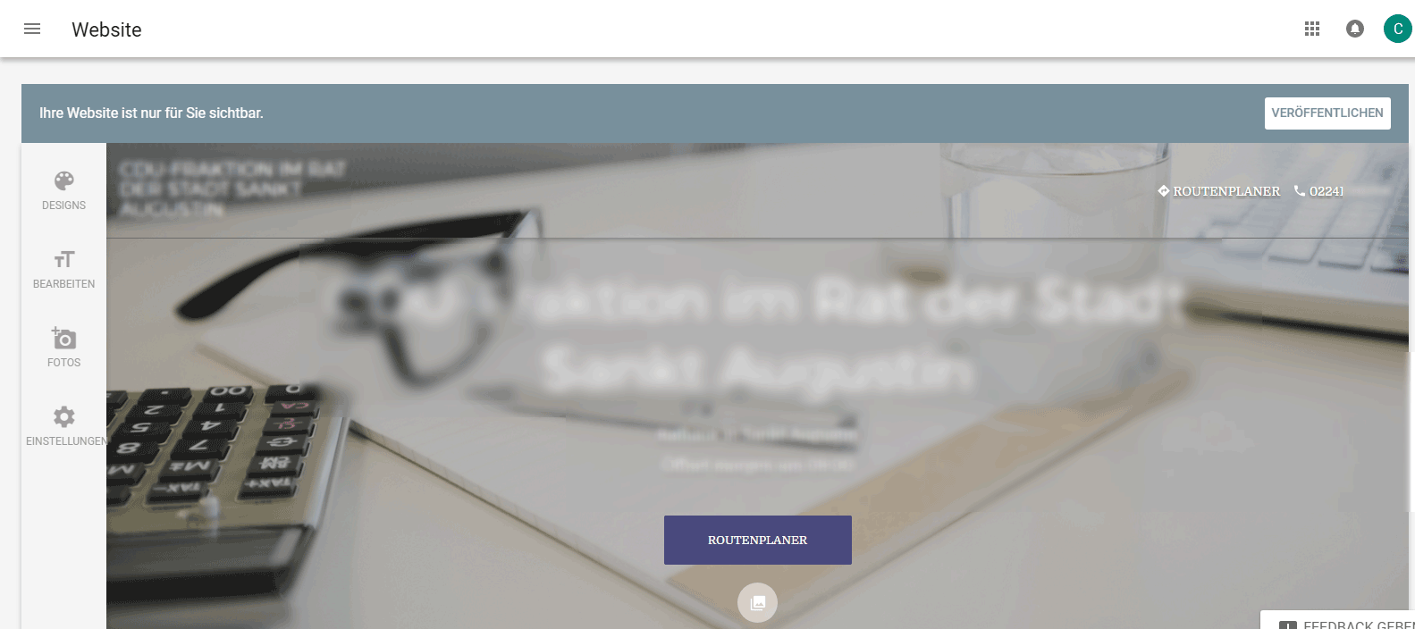 MyBusiness neue Website bearbeiten