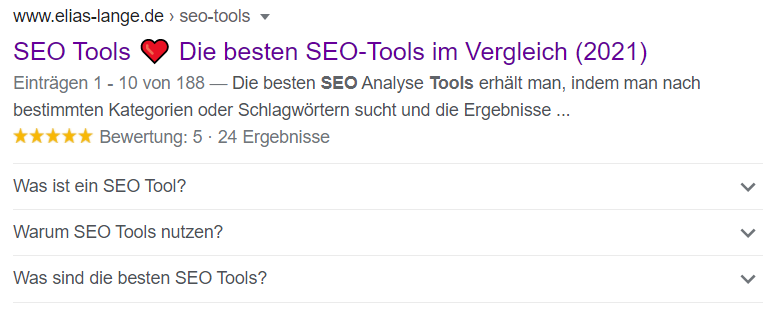 Screenshot eines Rich Snippets