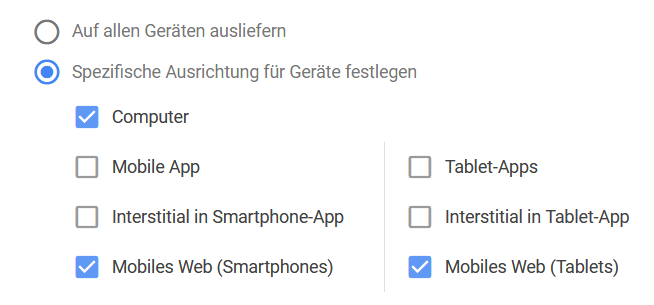 Google Ads: Spezifische Ausrichtung für Geräte entfällt