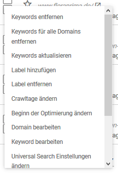 Monitoring: Aktionsmenu