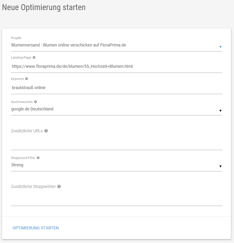 Onpage WDF*IDF Wizard