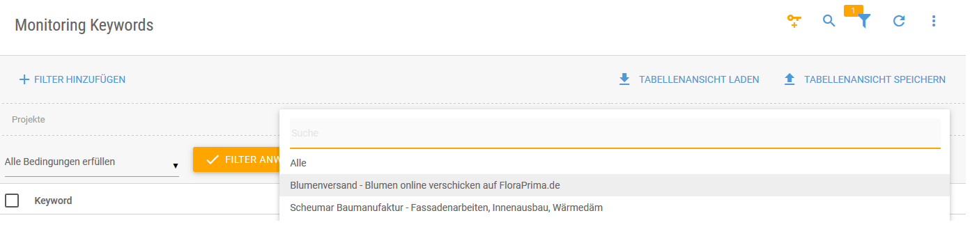 Filter für dein Projekt anlegen