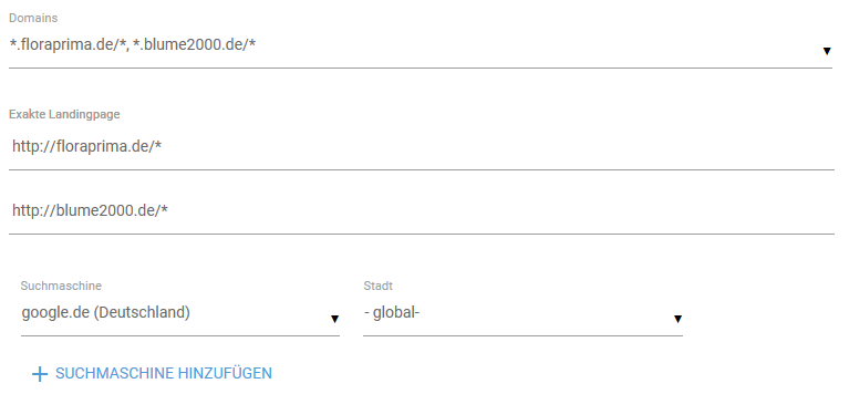 Auswahl Suchmaschine und Stadt