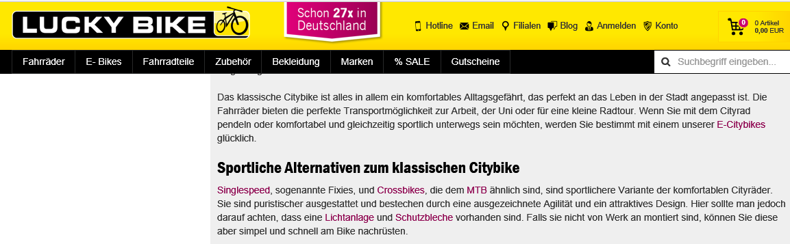 Produkt SEO: Fliesstext der Kategorieseiten von Online-Shops